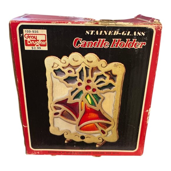 Vintage John Buck Cast Iron and Stained-Glass Candle Holder 1970's - Picture 1 of 10